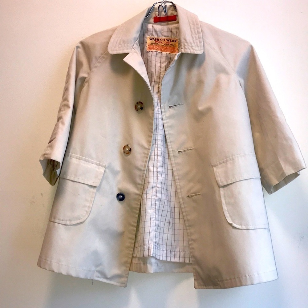 Vintage Childrens ( unisex) beige Rain Coat Size 8